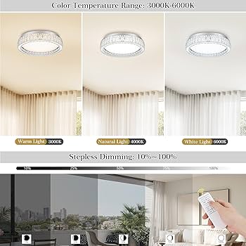 Krychiler Crystal Ceiling Light LED Flush Mount Lighting